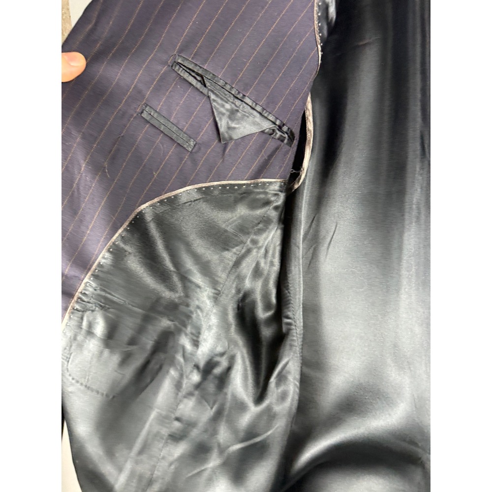 Banana Republic Mens 38R Modern Fit Pinstripe Blazer 100% Wool Navy Blue Jacket - Picture 11 of 12